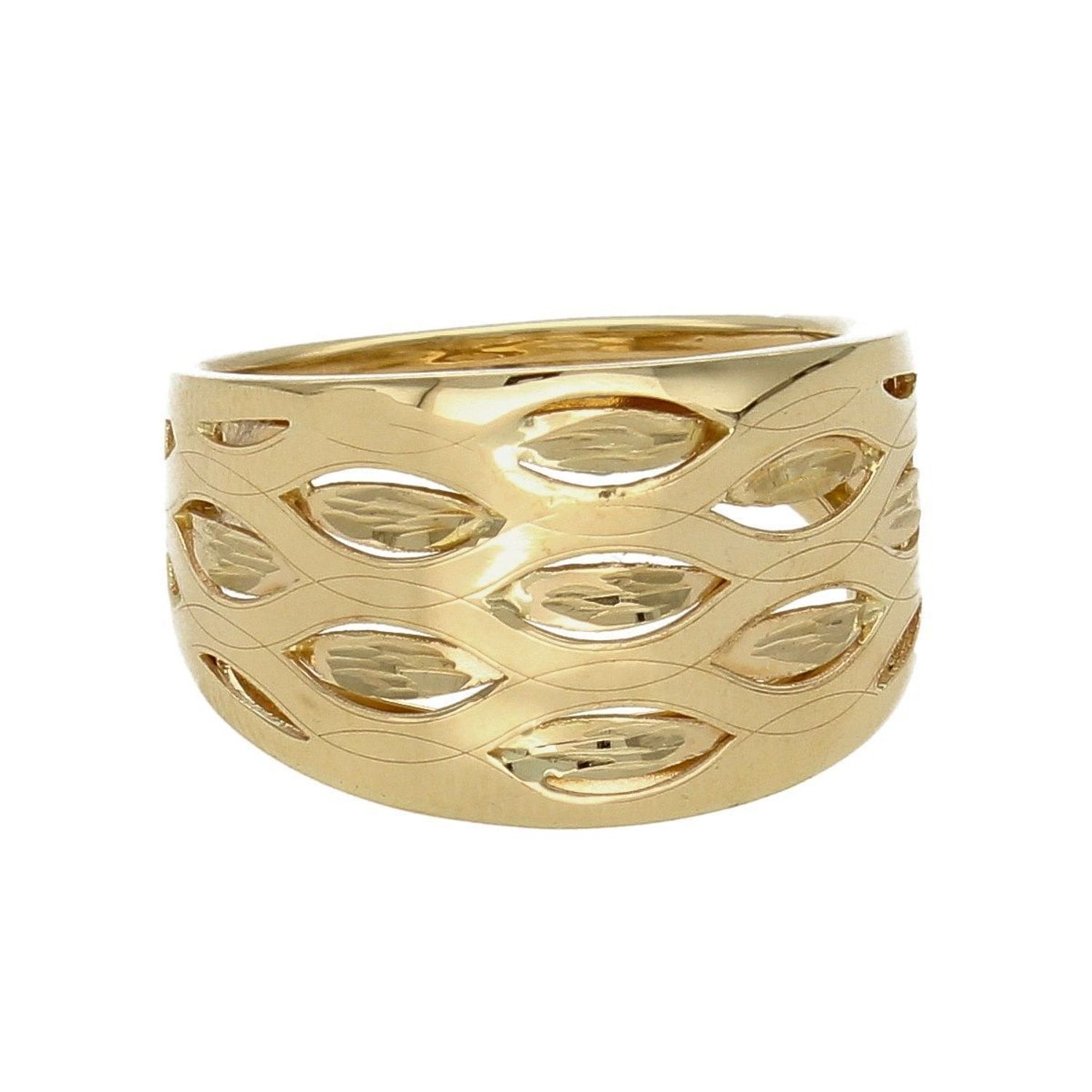 Złoty pierścionek 585 szeroki z ozdobnym grawerowaniem PI 5692. Złoty pierścionek grawerowany. Złoty pierścionek damski. Złoty pierścionek szeroki. Złoty pierścionek szeroki damski na każdą okazję. Złoty pi (1).jpg